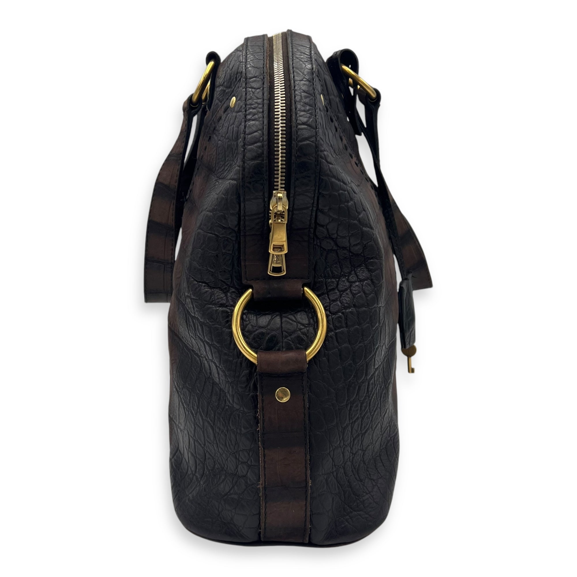 Saint Laurent Muse Top Handle Bag Large Brown in Calfskin, Gold hardware_3