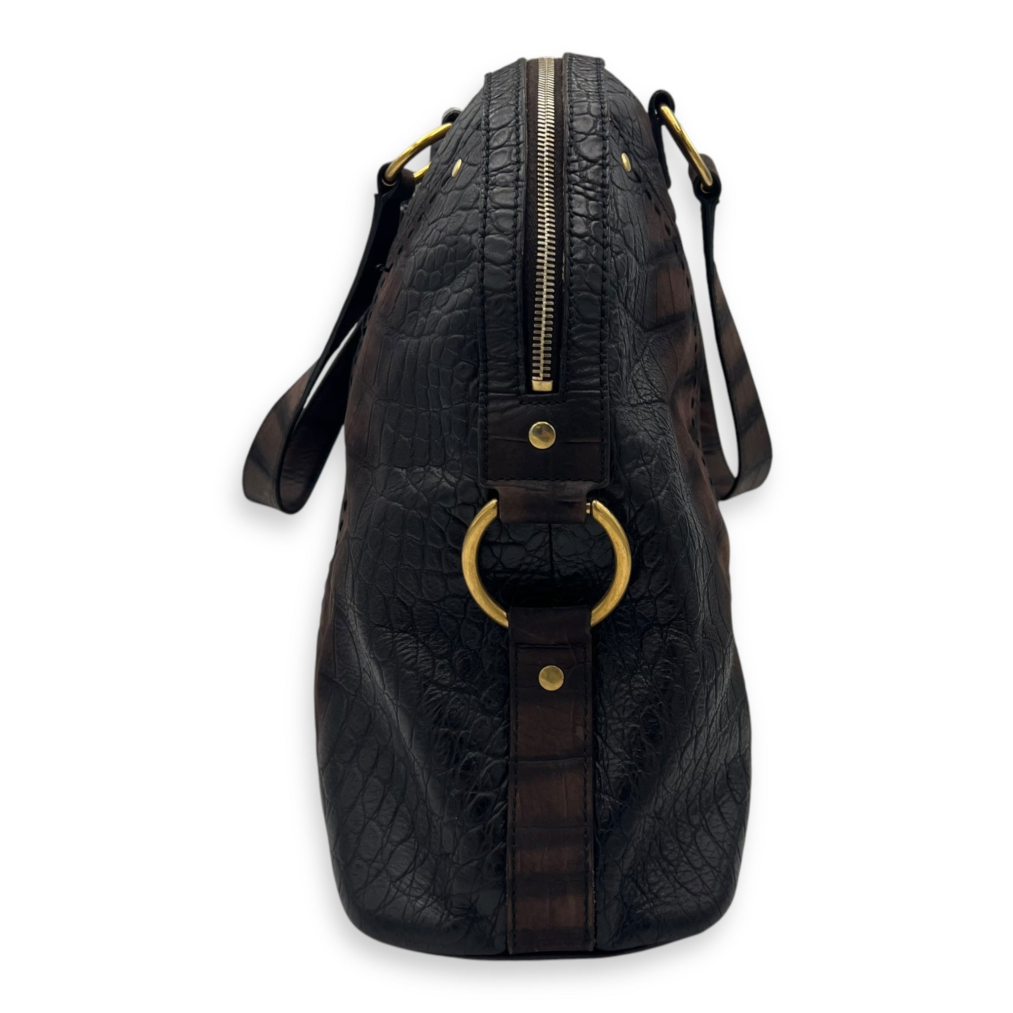 Saint Laurent Muse Top Handle Bag Large Brown in Calfskin, Gold hardware_4