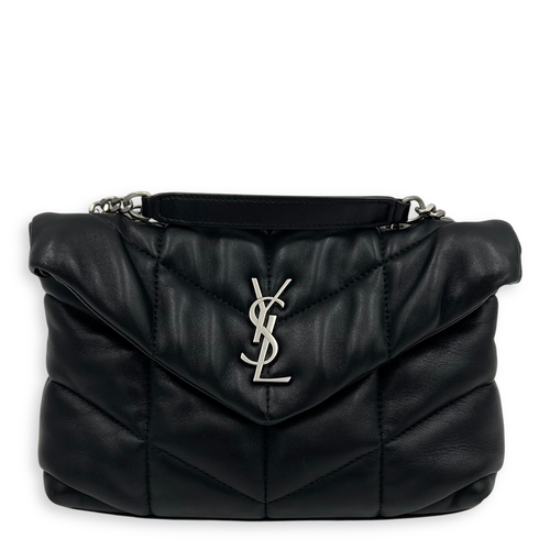 Saint Laurent Puffer Toy Black Shoulder Bag in Lambskin, Silver hardware_1