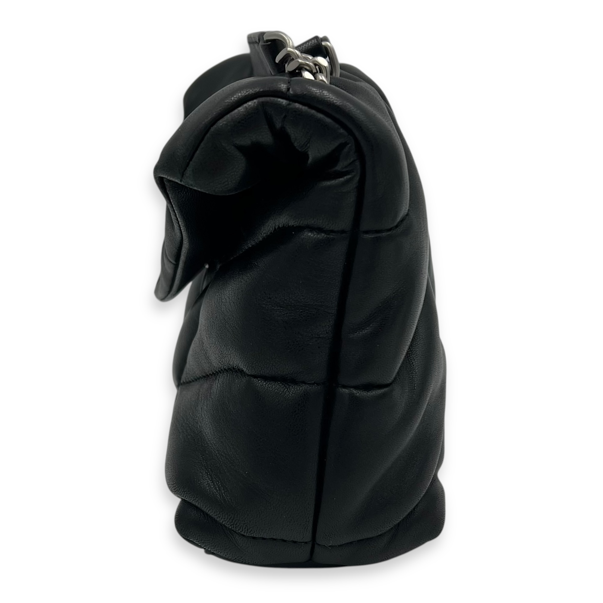 Saint Laurent Puffer Toy Black Shoulder Bag in Lambskin, Silver hardware_2