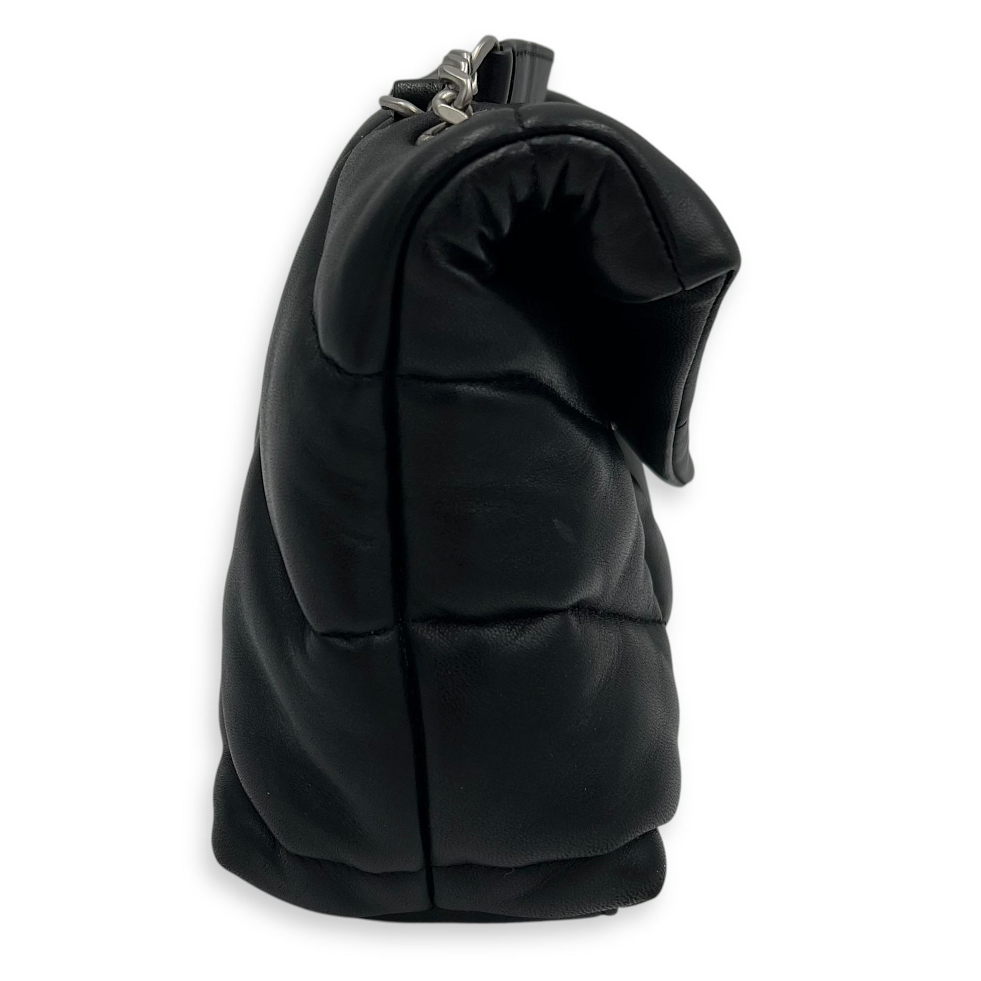 Saint Laurent Puffer Toy Black Shoulder Bag in Lambskin, Silver hardware_3