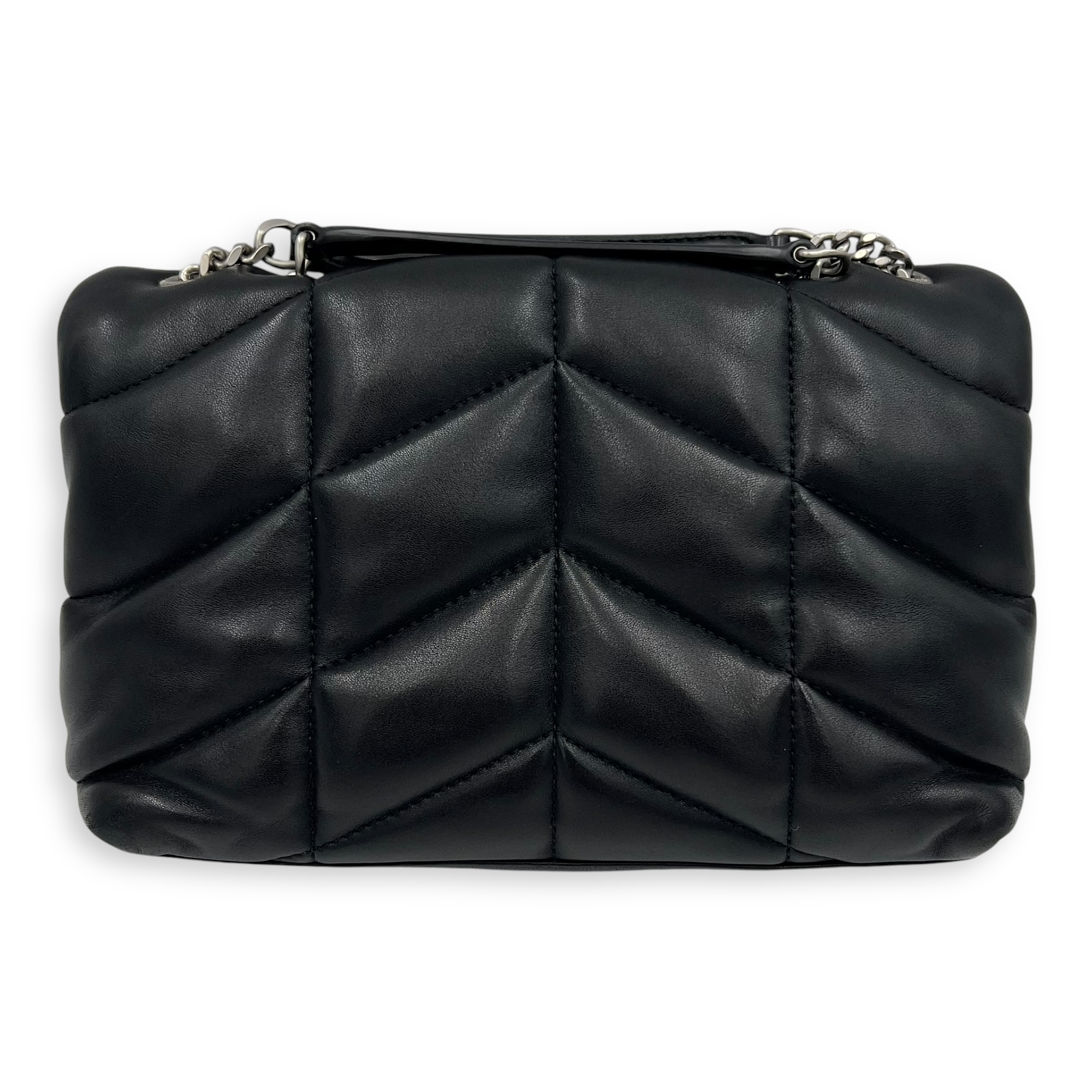 Saint Laurent Puffer Toy Black Shoulder Bag in Lambskin, Silver hardware_4
