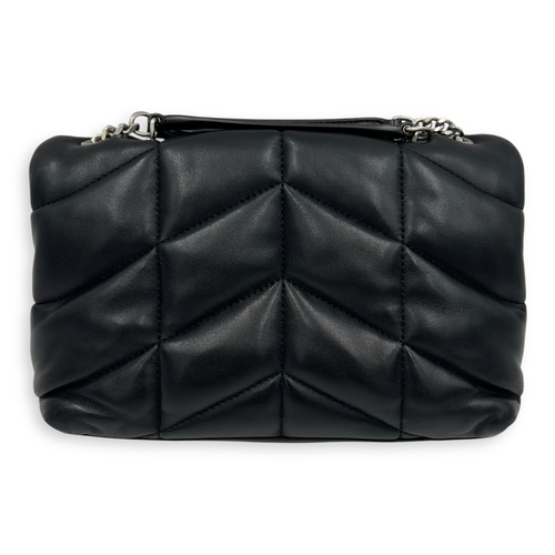 Saint Laurent Puffer Toy Black Shoulder Bag in Lambskin, Silver hardware_4