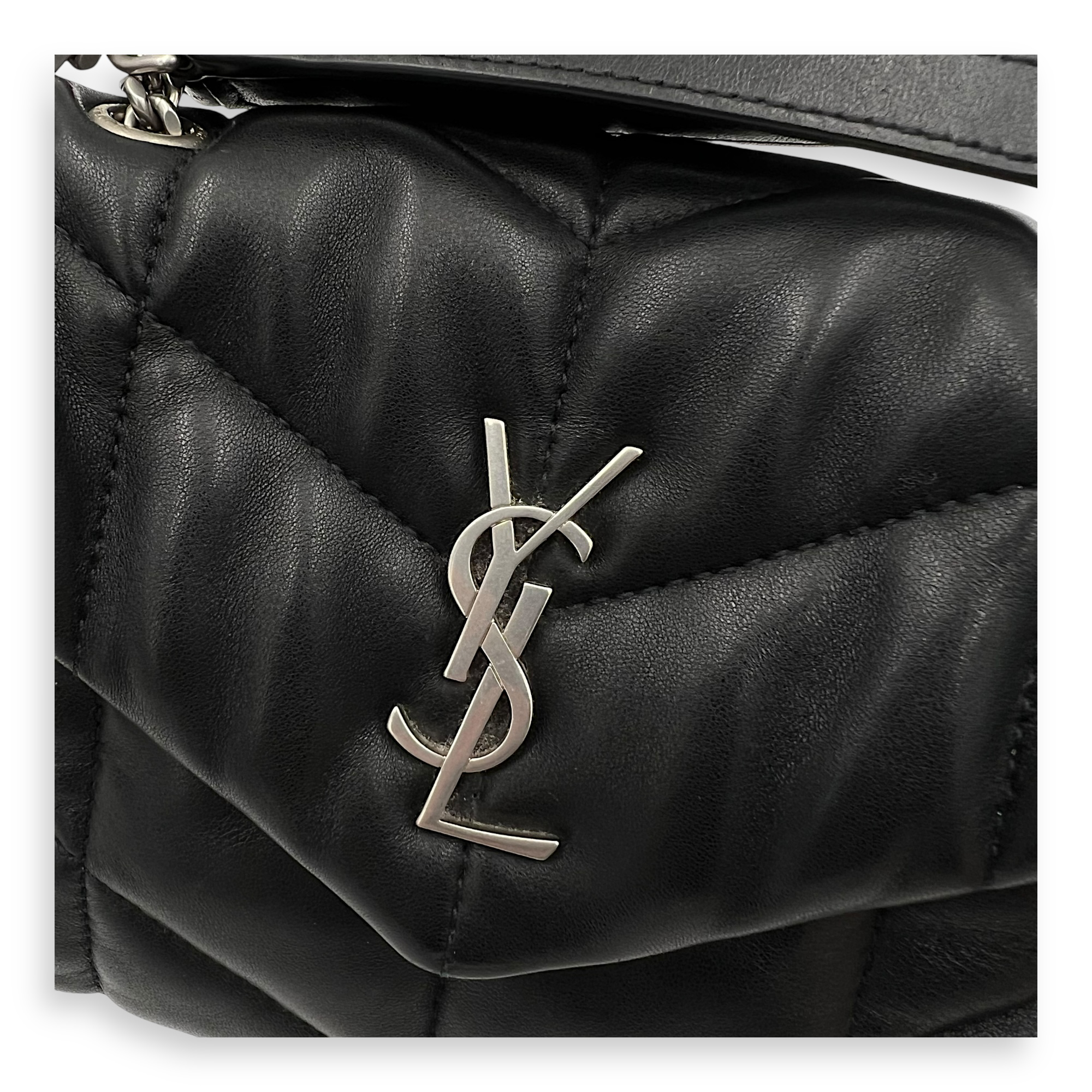 Saint Laurent Puffer Toy Black Shoulder Bag in Lambskin, Silver hardware_6