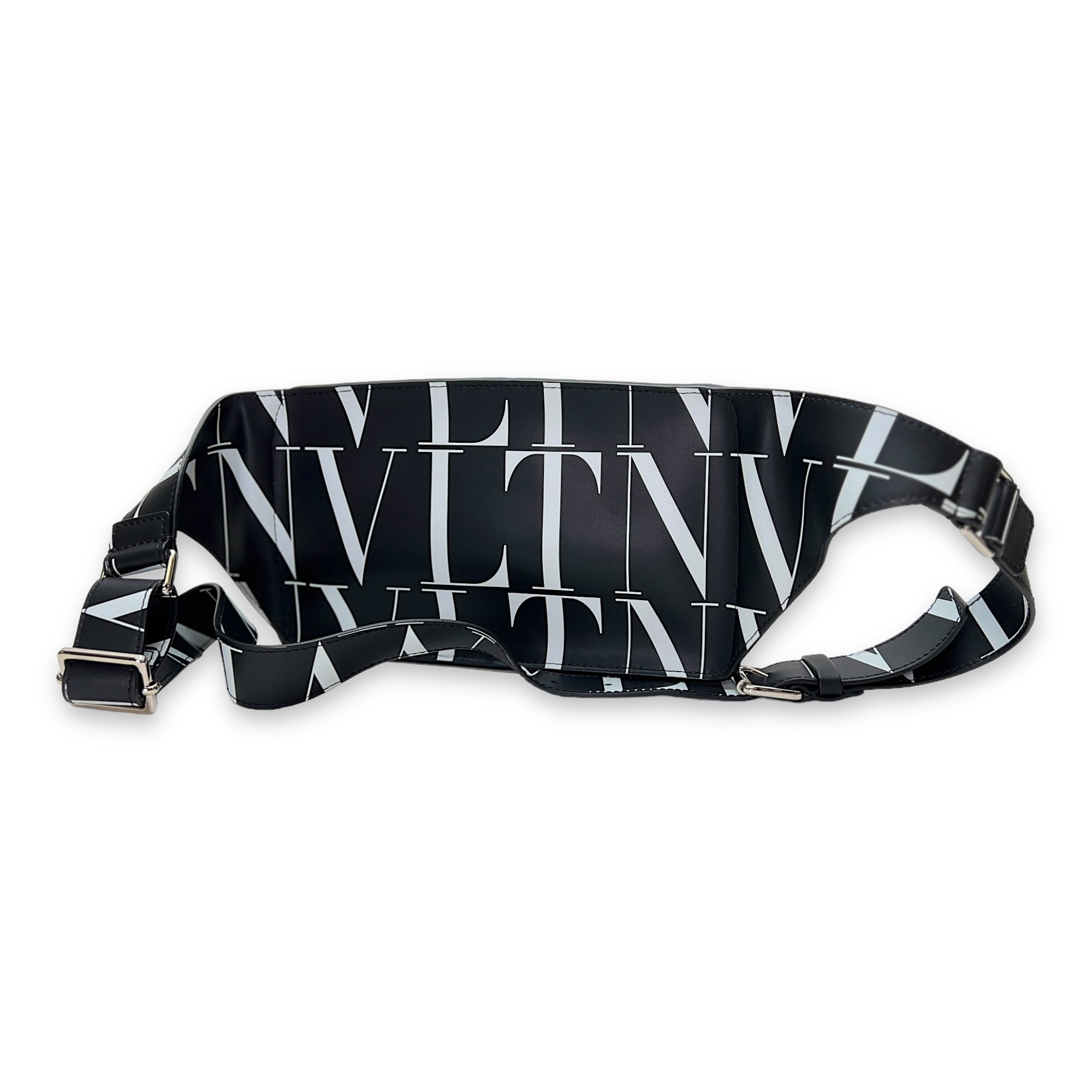 Valentino Allover VLT Belt Bag Black in Calfskin , Silver