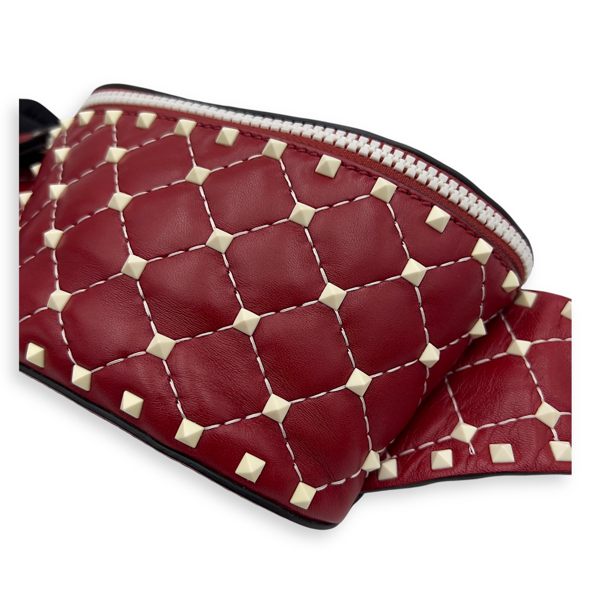 Valentino Rockstud Belt Bag Red in Calfskin, Lacquered Metal Valentino Rockstud Belt Bag Red in Calfskin, Lacquered Metal