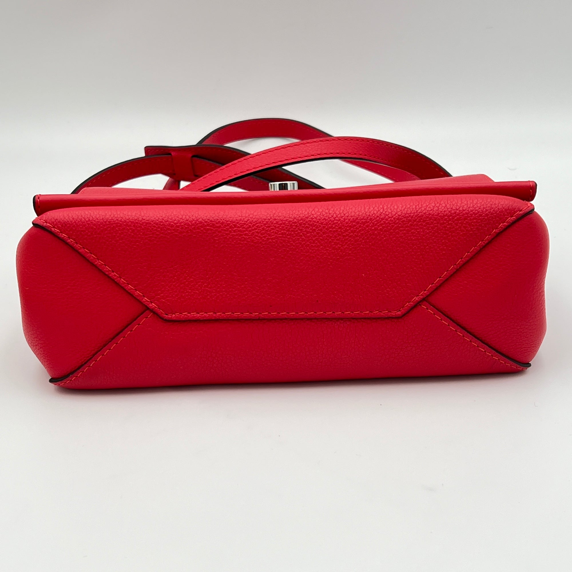 Lockme II BB Red Crossbody Bag in Calfskin, Silver hardware