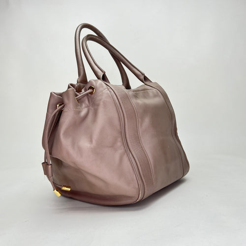 Vara Brown Top Handle Bag in Calfskin, Gold hardware