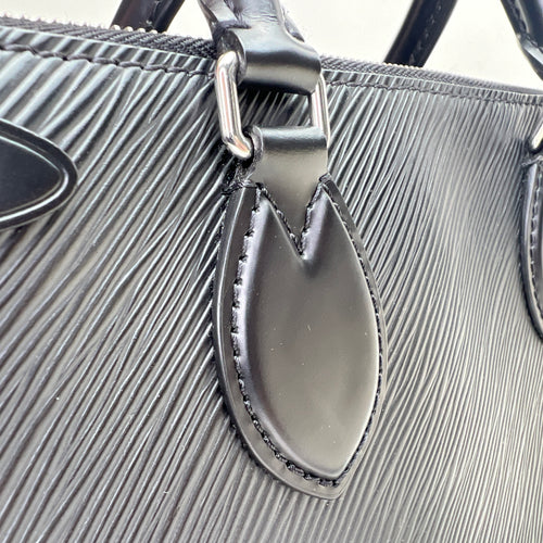 Grenelle PM Black Top Handle Bag in Epi Leather, Silver hardware