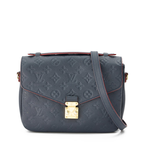 Metis Pochette Navy Crossbody Bag in Monogram Empreinte Leather, Gold hardware