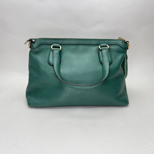 Soho Green Top Handle Bag in Calfskin, Gold hardware