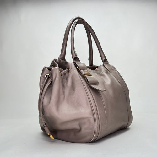 Vara Brown Top Handle Bag in Calfskin, Gold hardware