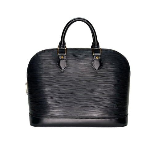 Alma PM Black Top Handle Bag in Epi Leather, Gold hardware