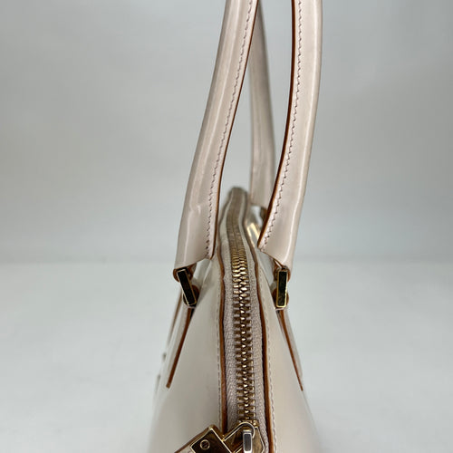 Zip Around Cream Top Handle Bag in Calfskin, Gold hardware