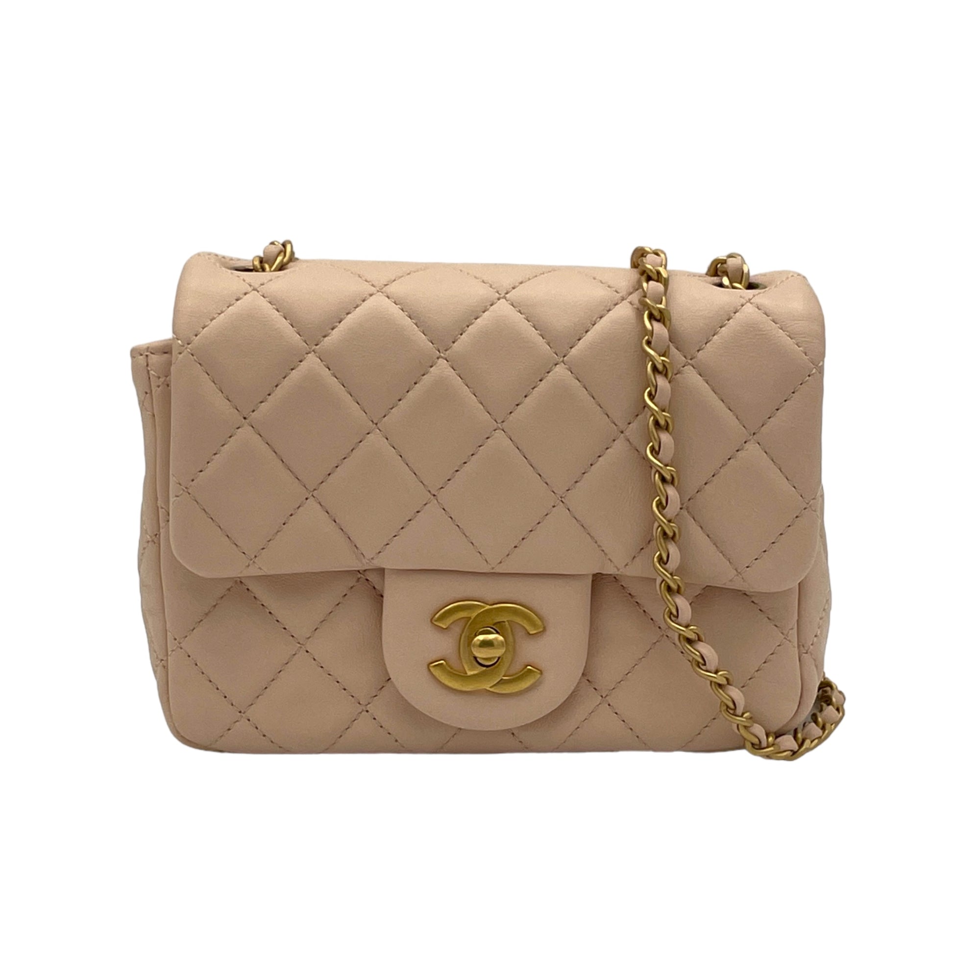 Pearl Crush Pink Crossbody Bag in Lambskin, Gold hardware