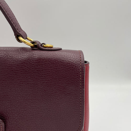 Top Handle handbag Maroon Top Handle Bag in Calfskin, Gold hardware