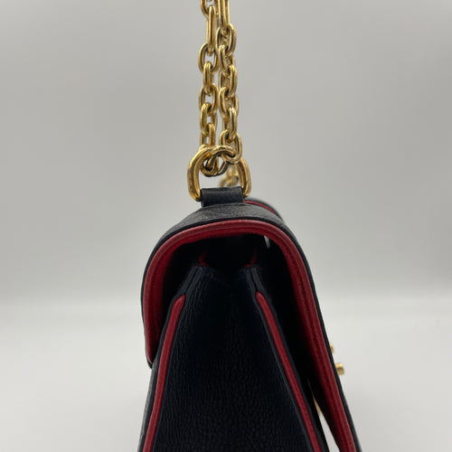 Sulpice One Size Navy Shoulder Bag in Monogram Empreinte Leather, Gold hardware