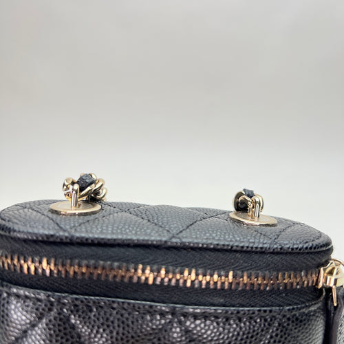 Classic Black Vanity Bag in Caviar Leather, Light Gold hardware