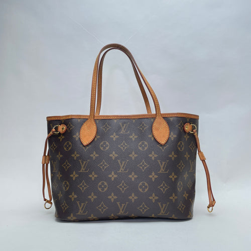 Neverfull PM Brown Tote Bag in Monogram Coated Canvas, Gold hardware