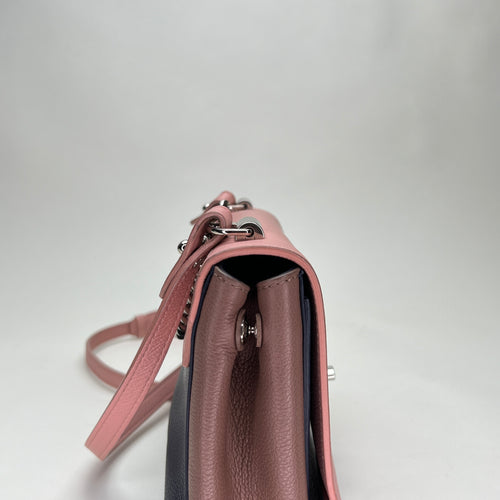 LockMe Tender Pink Shoulder Bag in Calfskin, Silver hardware