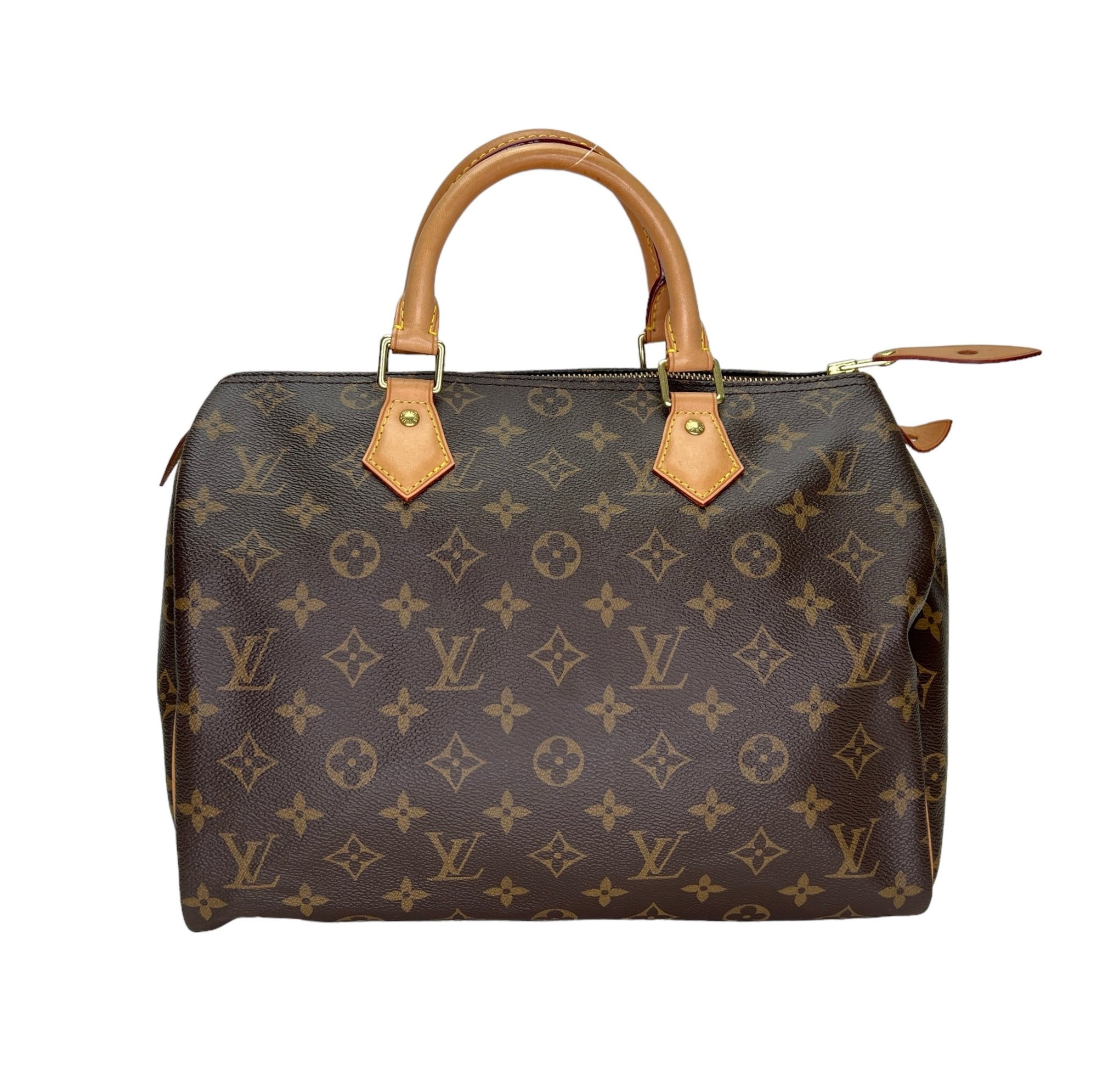 Speedy 30 Brown Top Handle Bag in Monogram Coated Canvas, Gold hardware