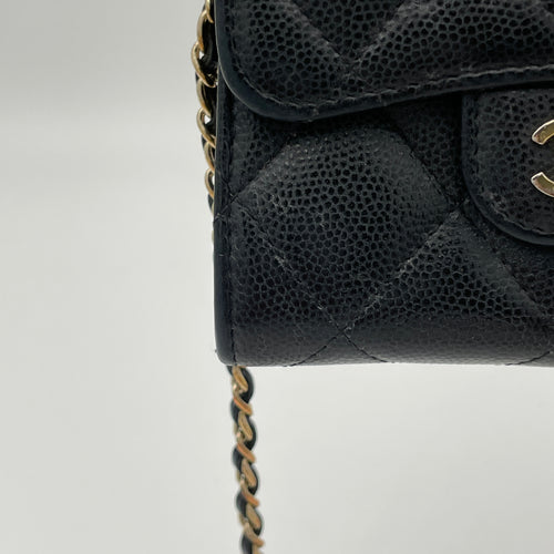 Classic Flap Cardholder Black Wallet On Chain in Caviar Leather, Gold hardware