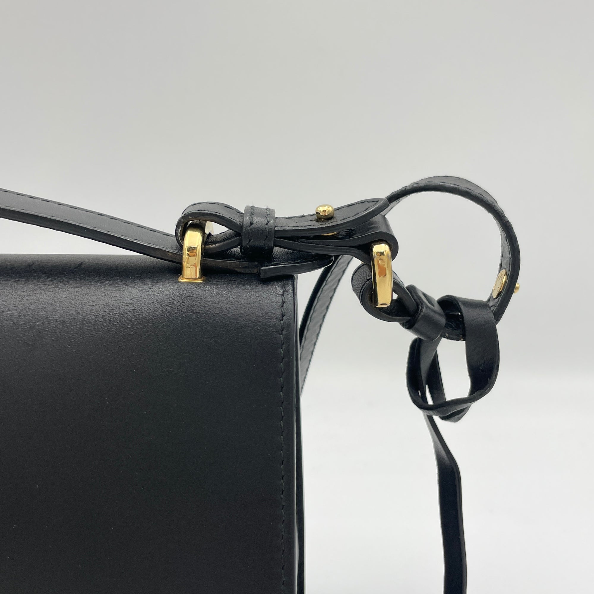 Aileen Black Crossbody Bag in Calfskin, Gold hardware