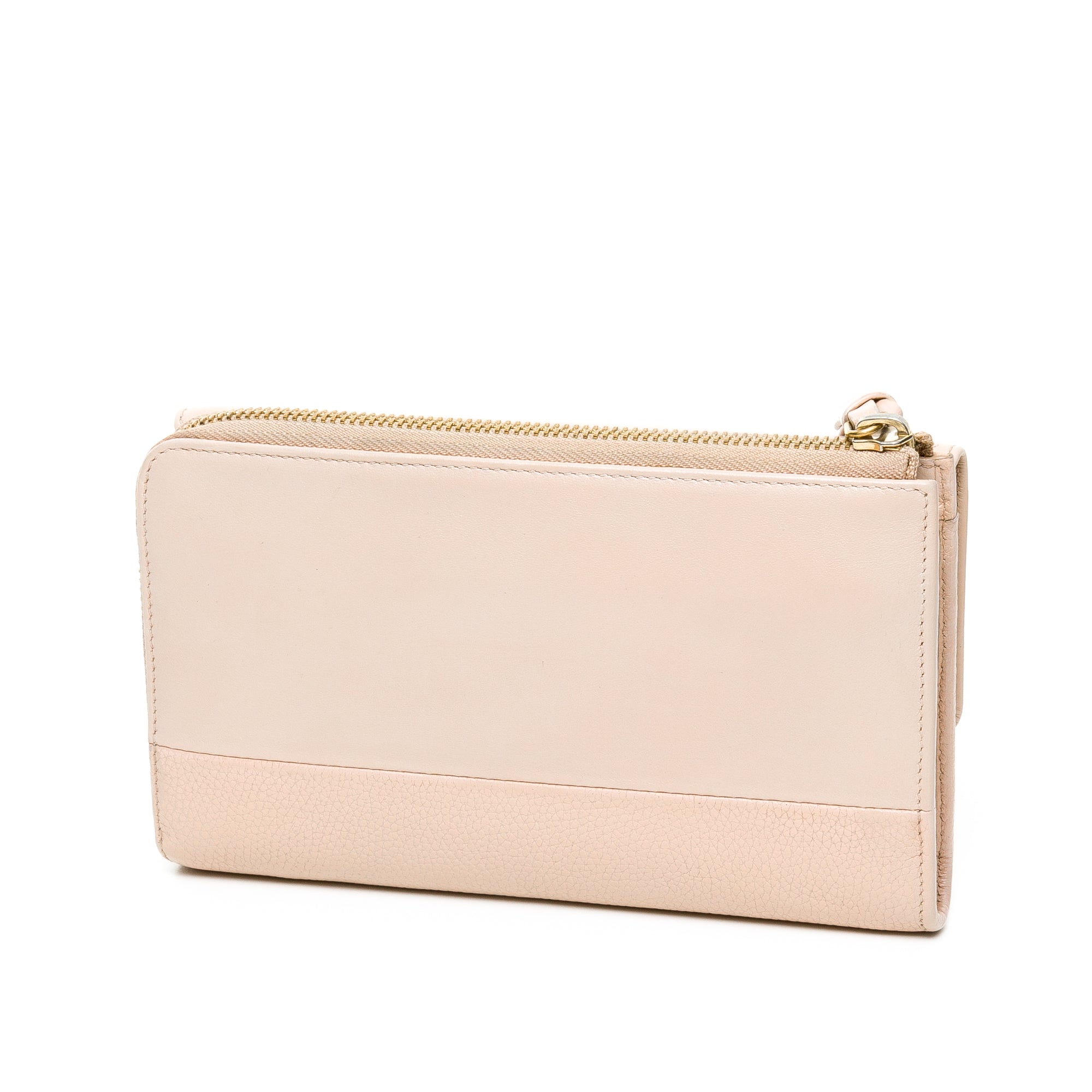 Indy Long Pink Wallet in Calfskin, Gold hardware