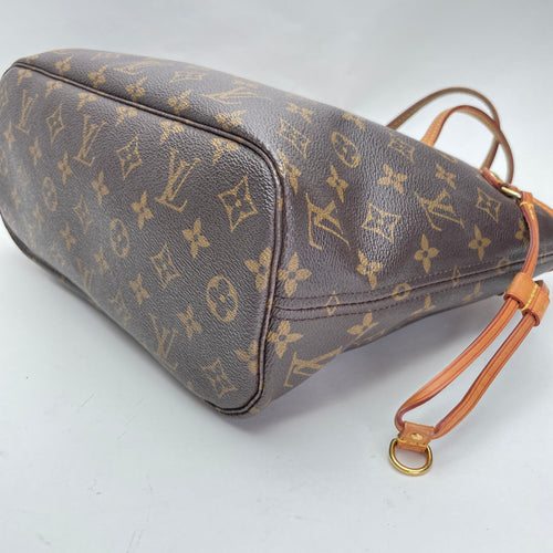 Neverfull PM Brown Tote Bag in Monogram Coated Canvas, Gold hardware