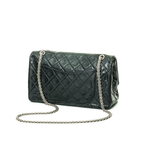 2.55 Reissue Large 227 Black Shoulder Bag in Lambskin, Silver hardware