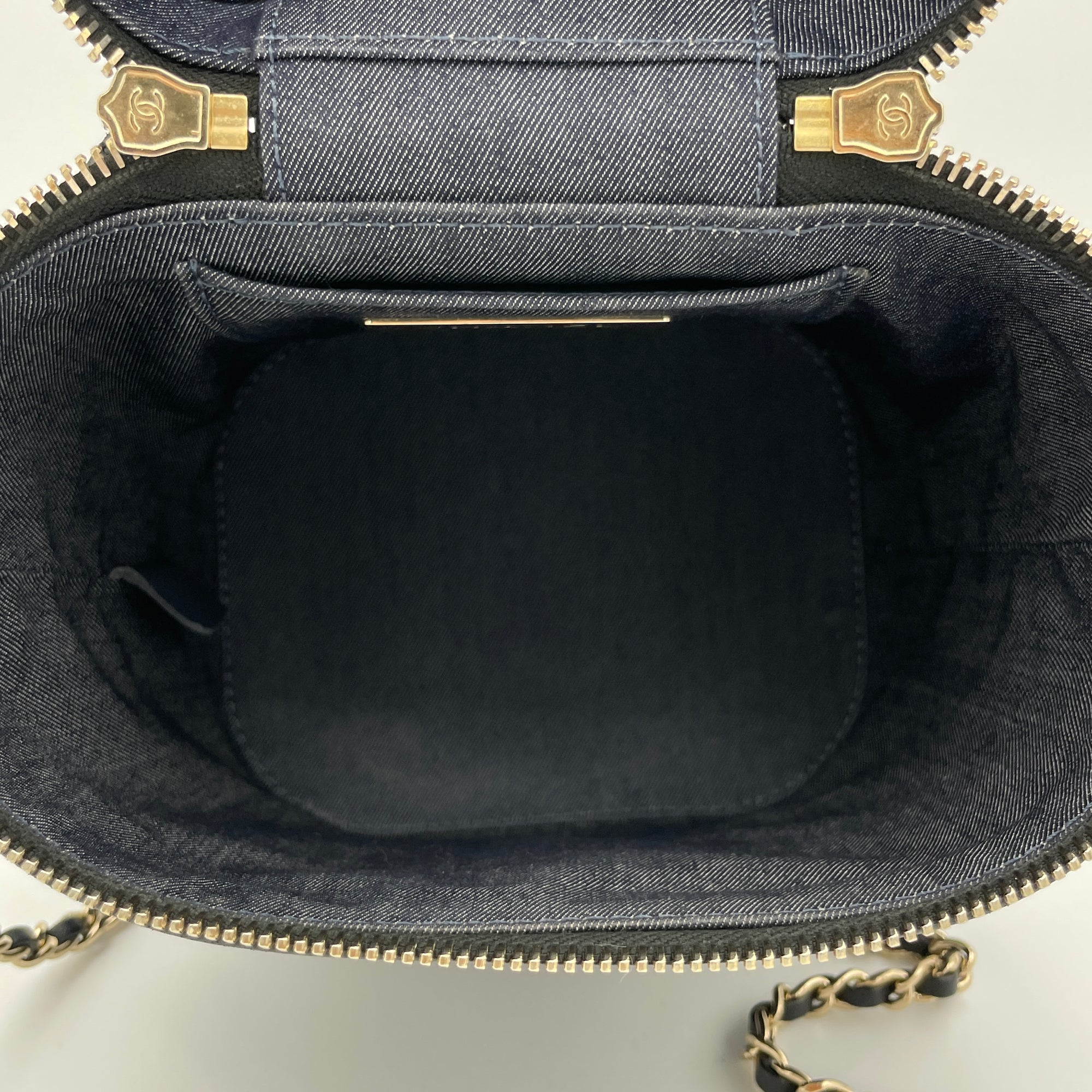 CC Vanity Black Top Handle Bag in Lambskin, Gold hardware