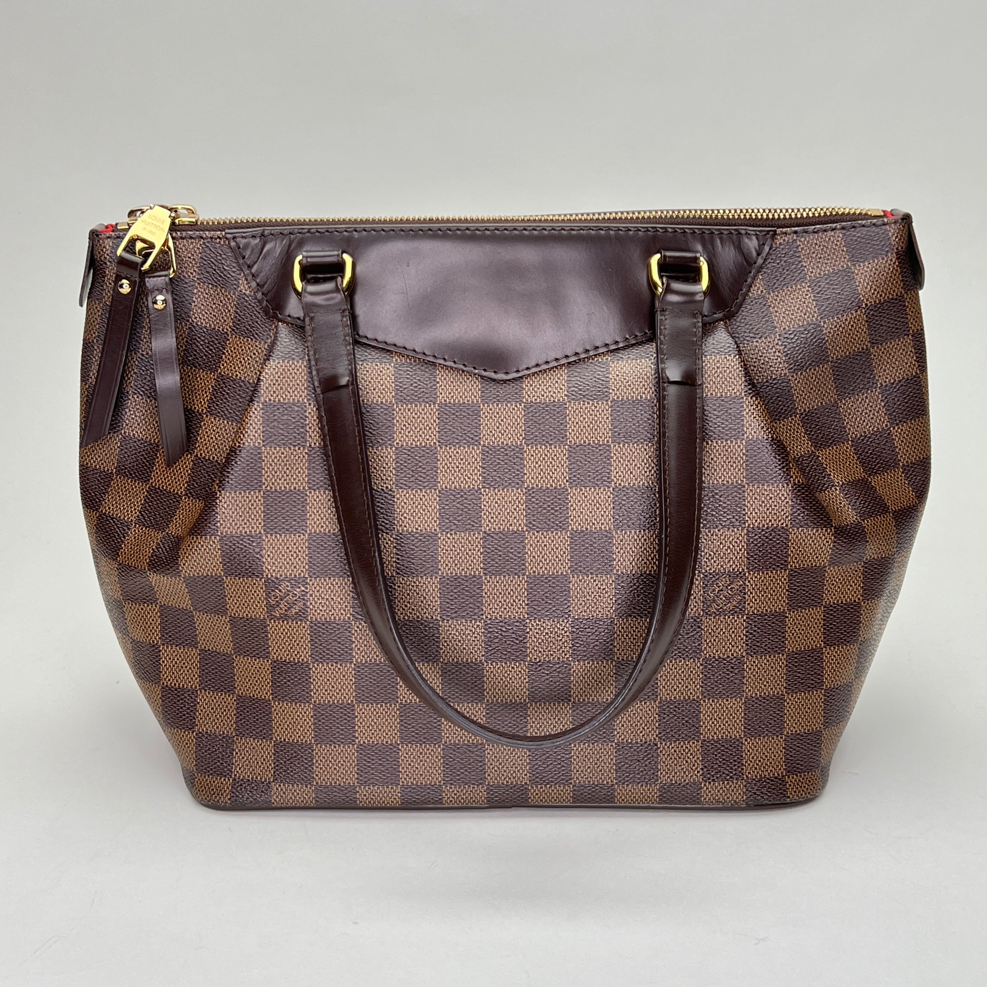 Westminster PM Brown Shoulder Bag in Coated Canvas, Gold hardware