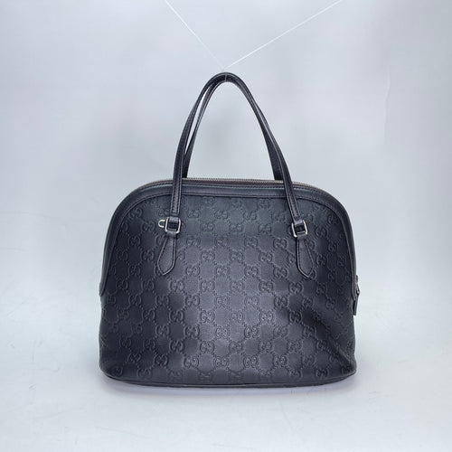 Dome Brown Top Handle Bag in Guccissima Leather, Silver hardware