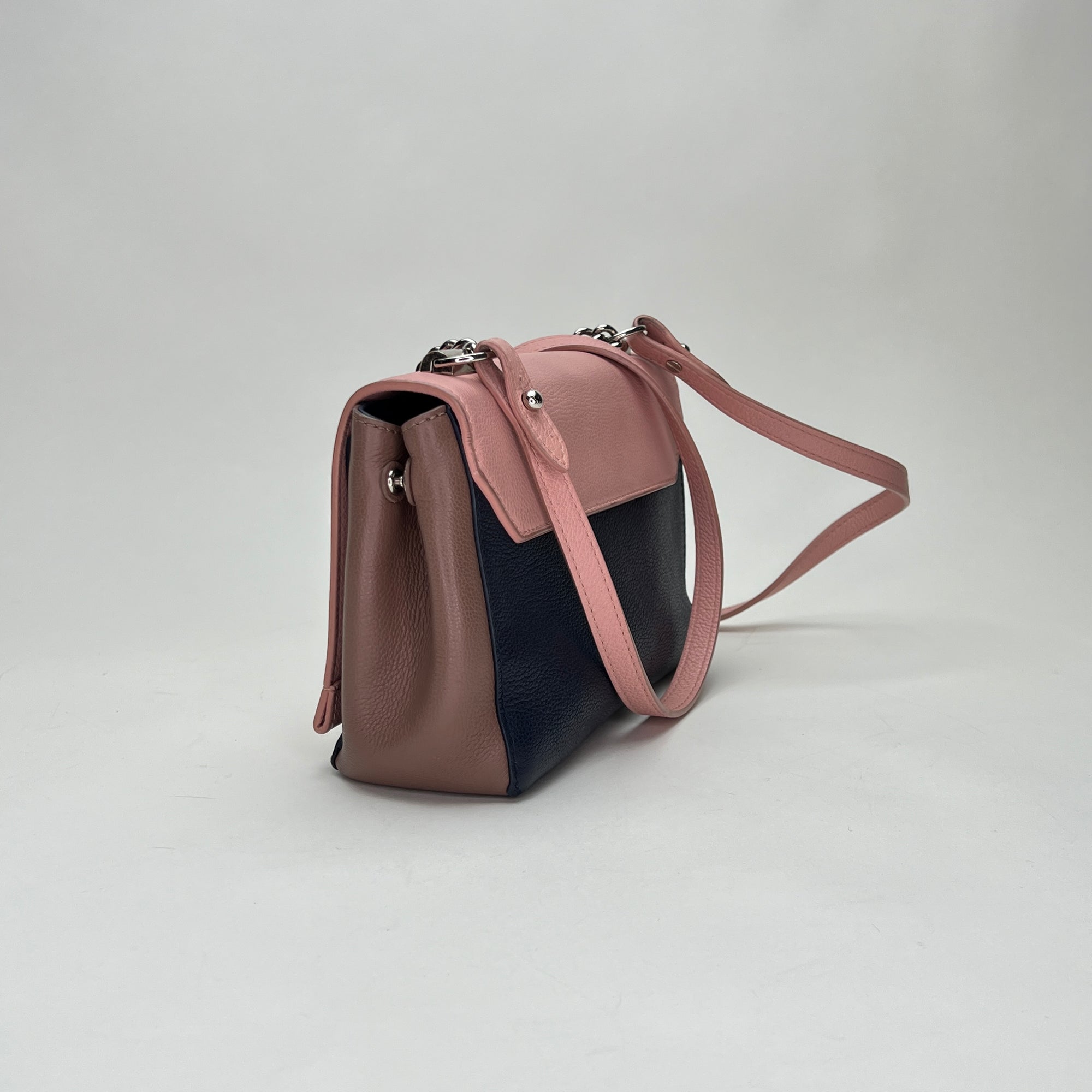 LockMe Tender Pink Shoulder Bag in Calfskin, Silver hardware