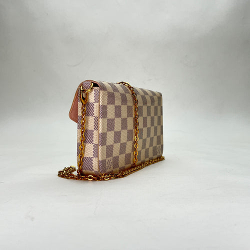 Felicie Pochette Damier Azur Beige Crossbody Bag in Coated Canvas, Gold hardware