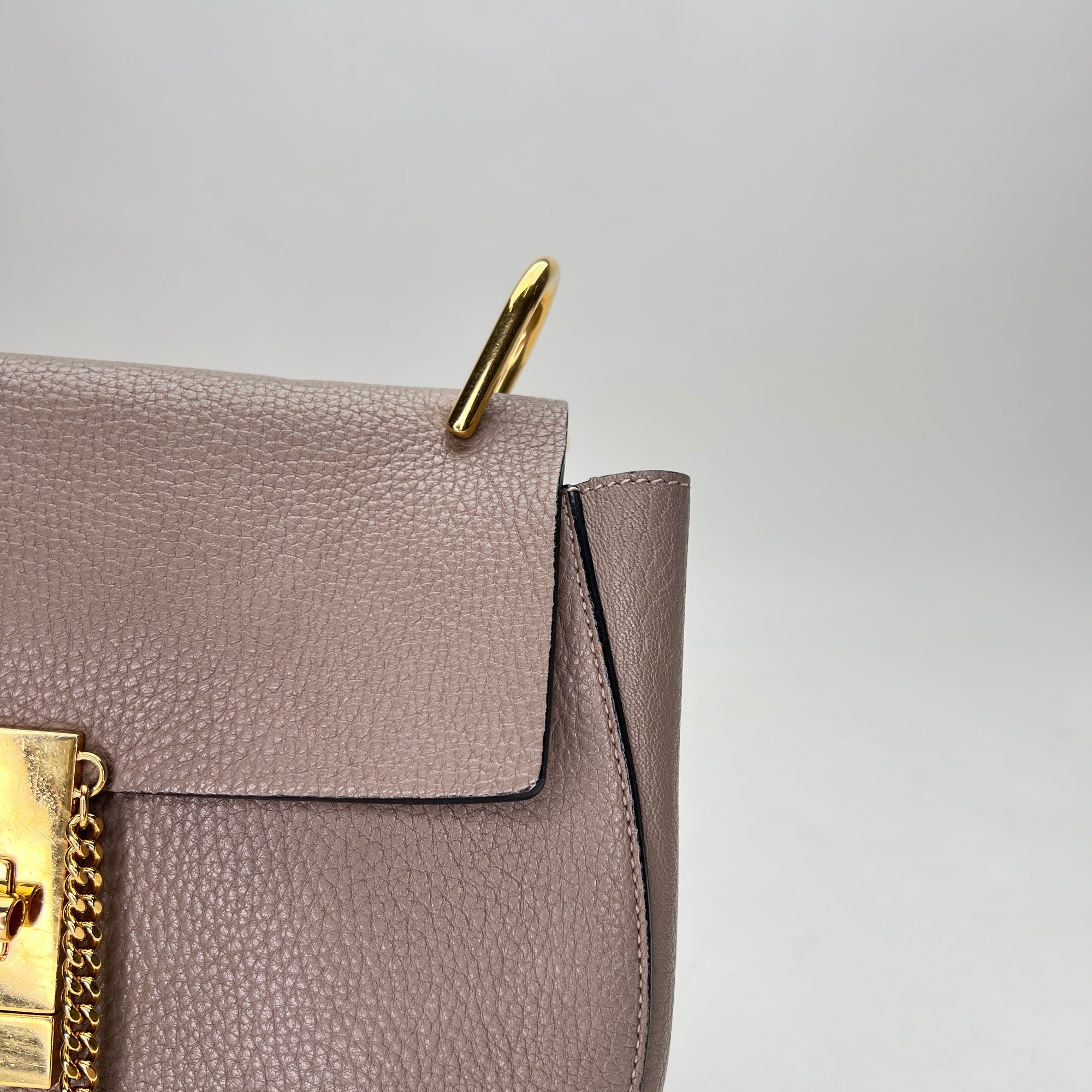 Drew Brown Crossbody Bag in Calfskin, Gold hardware