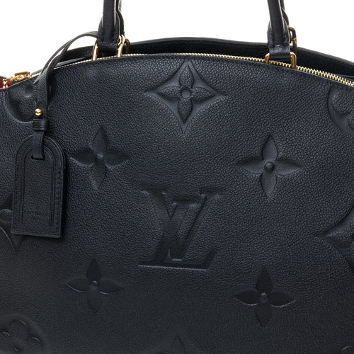 Grand Palais MM Black Top Handle Bag in Monogram Empreinte Leather, Gold hardware