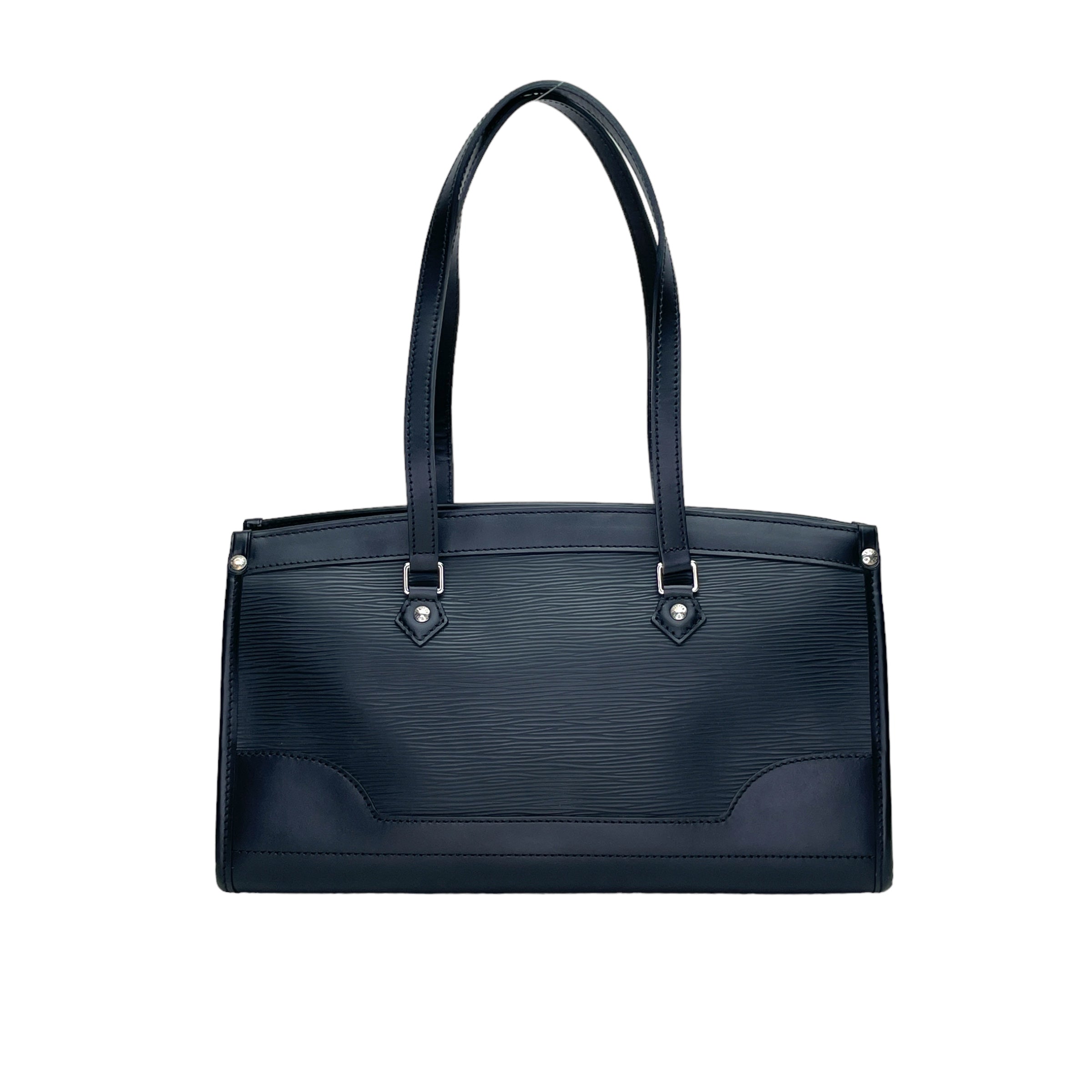 Madeleine PM Black Shoulder Bag in Epi Leather Silver hardware