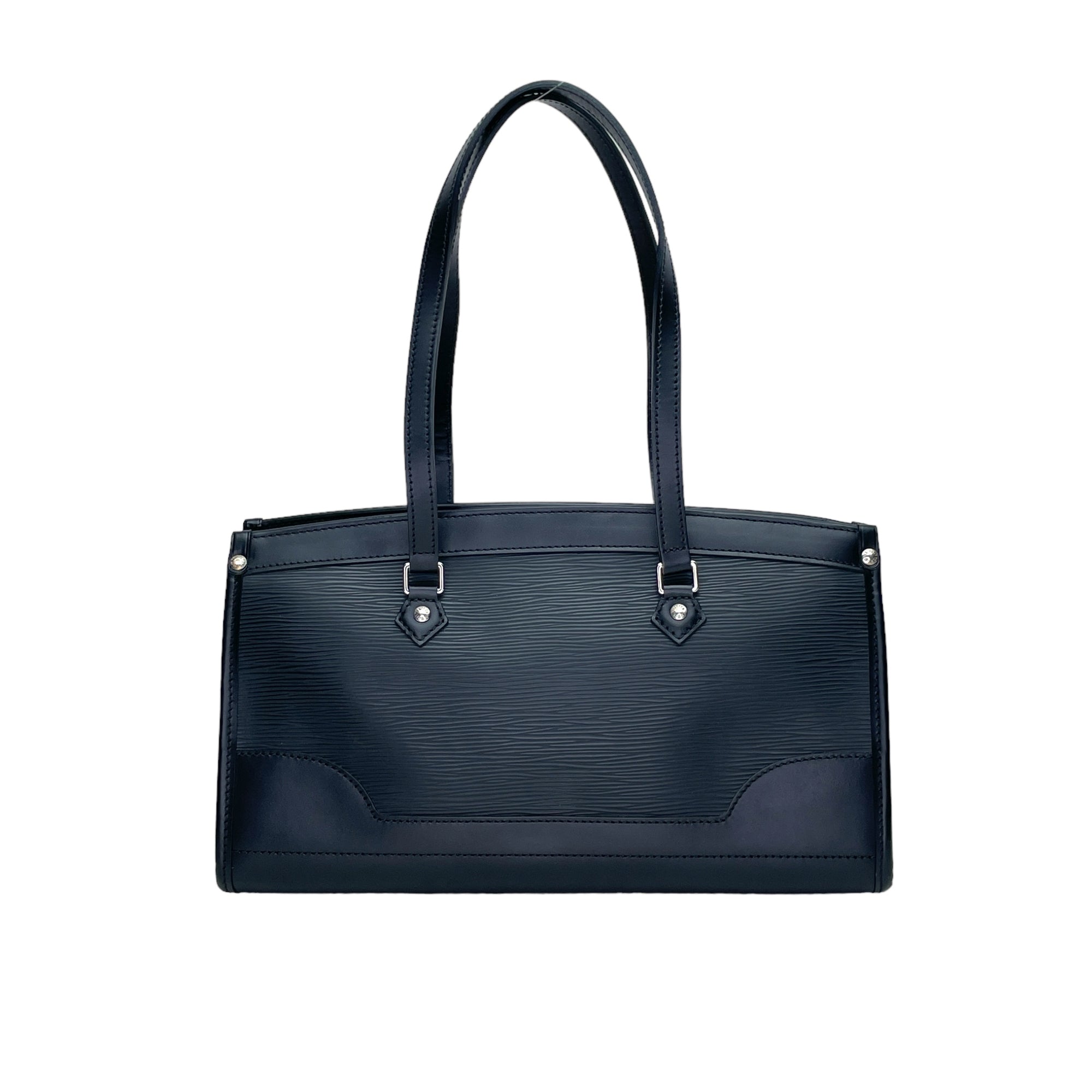 Madeleine PM Black Shoulder Bag in Epi Leather, Silver hardware