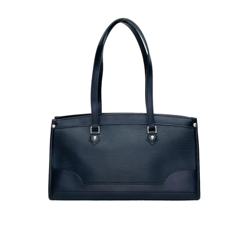 Madeleine PM Black Shoulder Bag in Epi Leather, Silver hardware