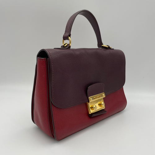 Top Handle handbag Maroon Top Handle Bag in Calfskin, Gold hardware