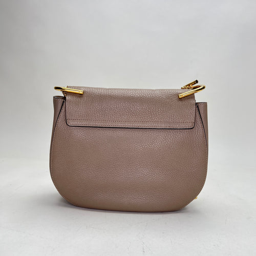 Drew Brown Crossbody Bag in Calfskin, Gold hardware