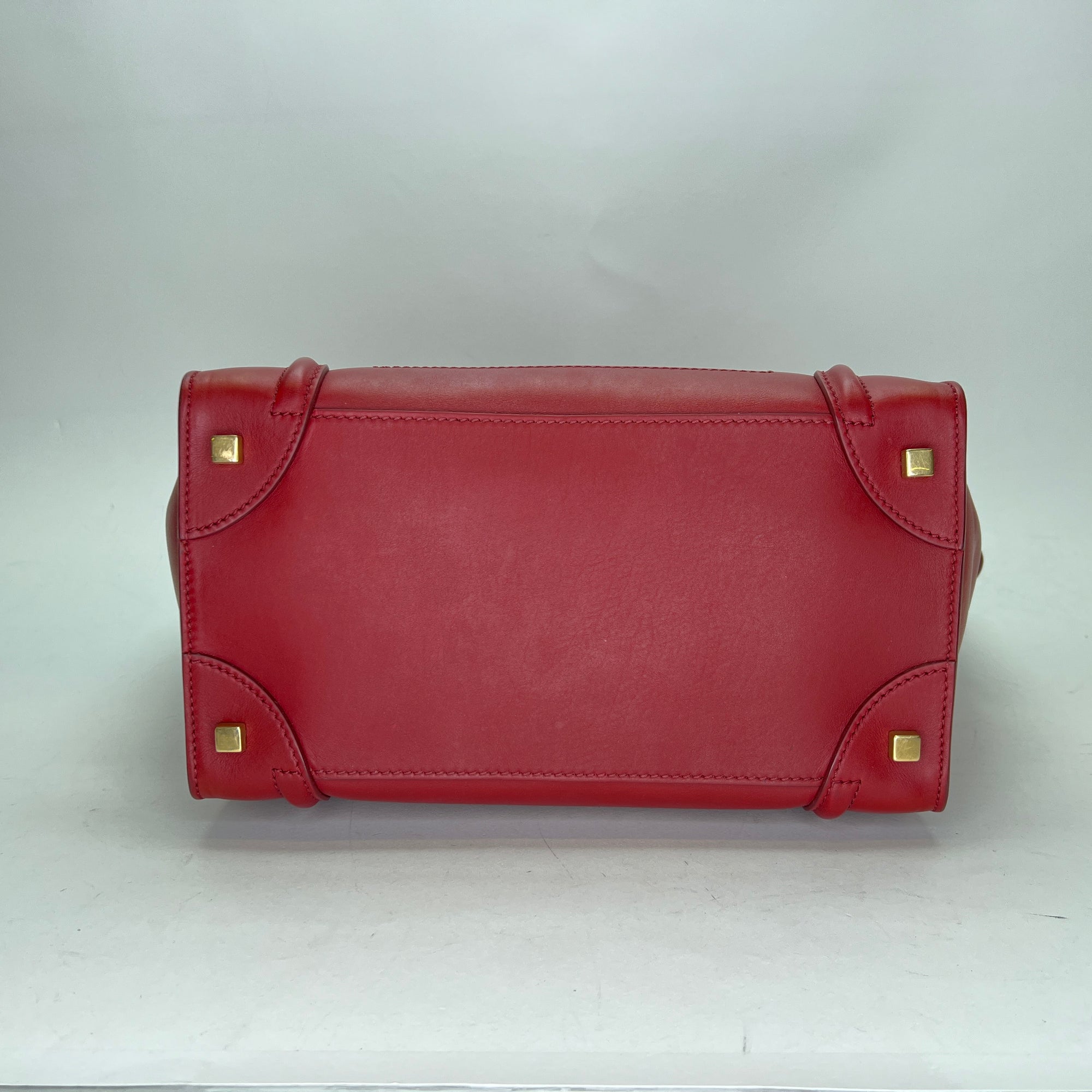 Luggage Mini Red Top Handle Bag in Calfskin, Gold hardware