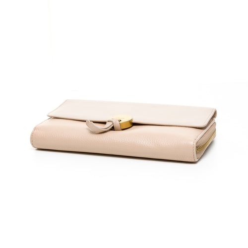 Indy Long Pink Wallet in Calfskin, Gold hardware