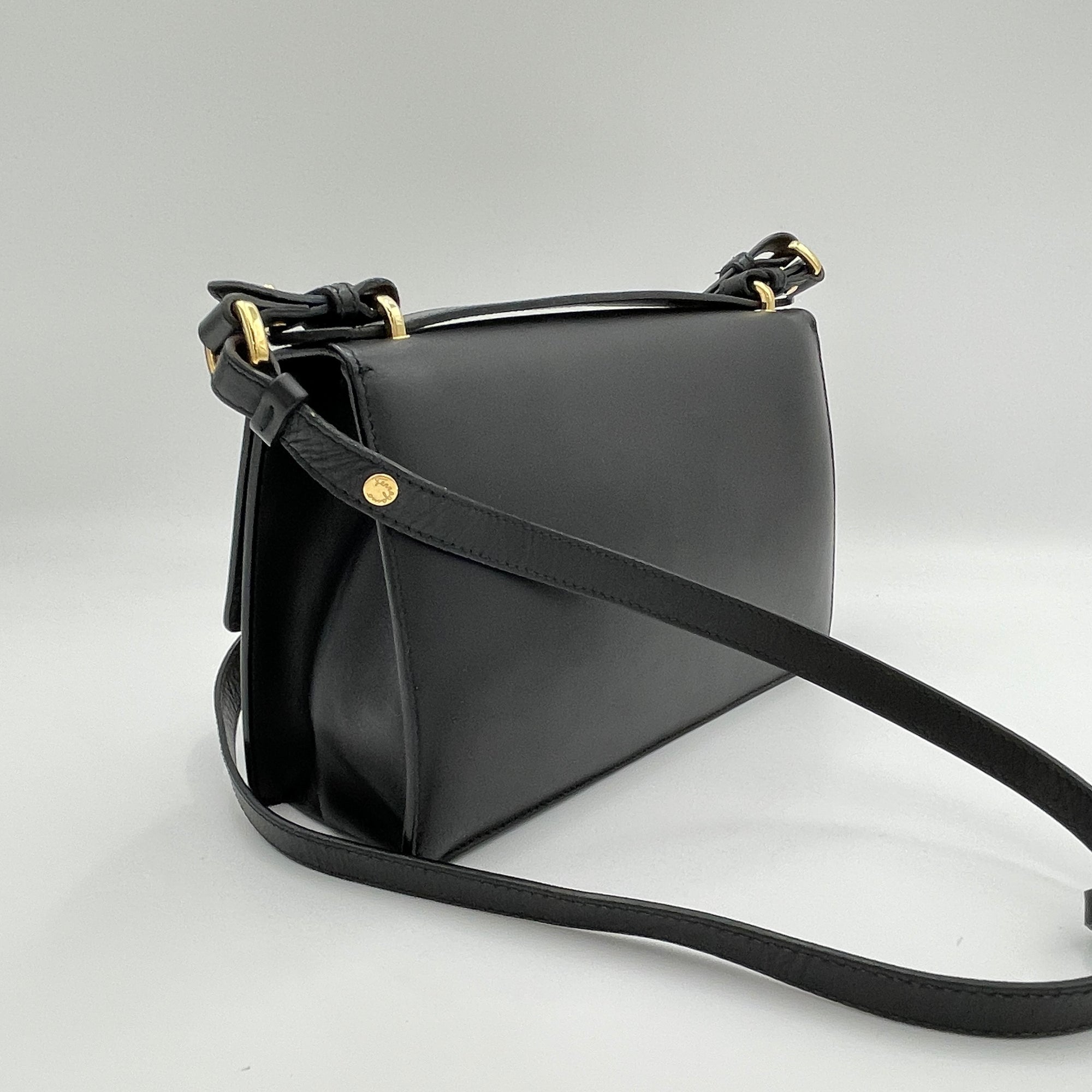 Aileen Black Crossbody Bag in Calfskin, Gold hardware