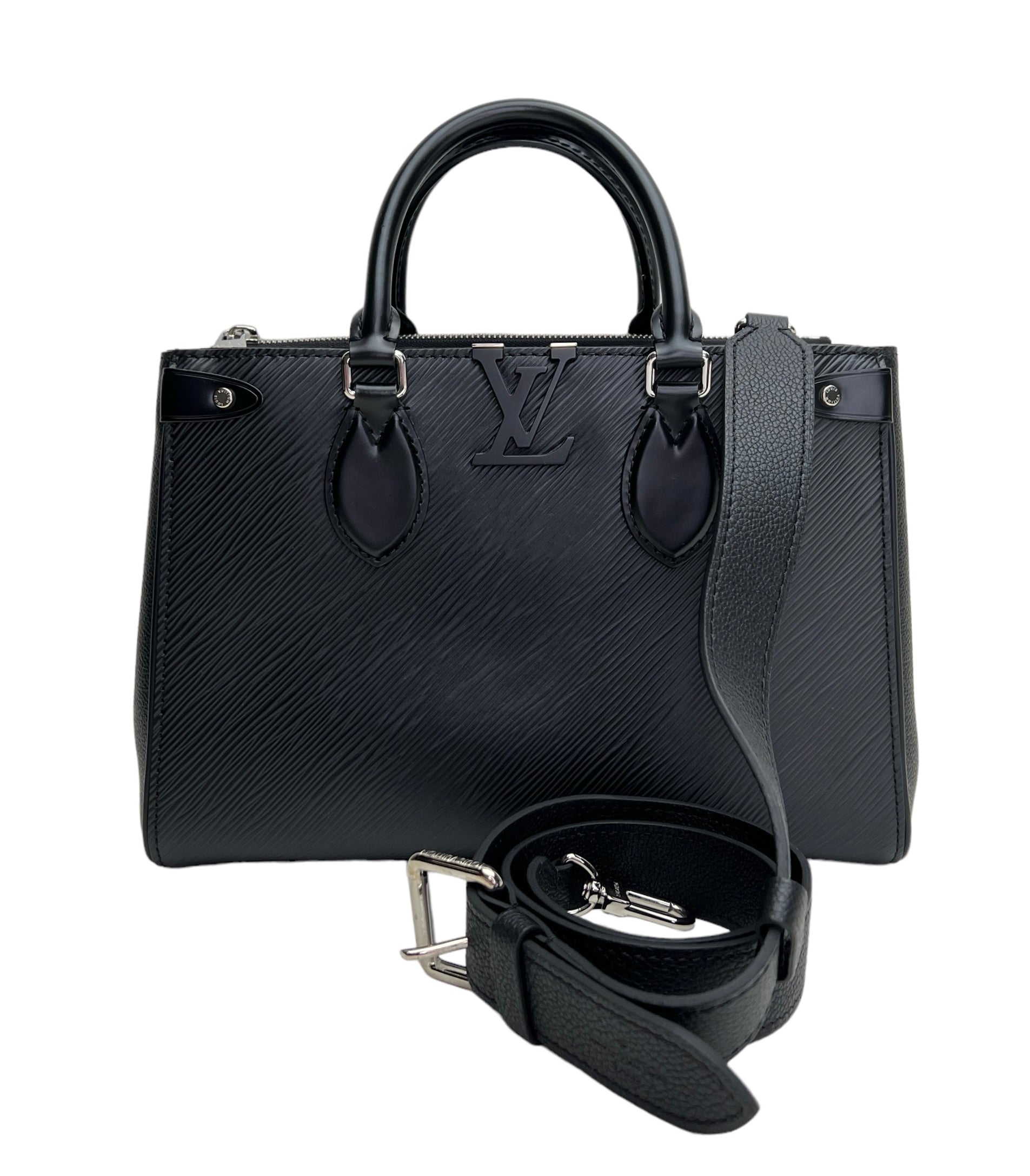 Grenelle PM Black Top Handle Bag in Epi Leather, Silver hardware