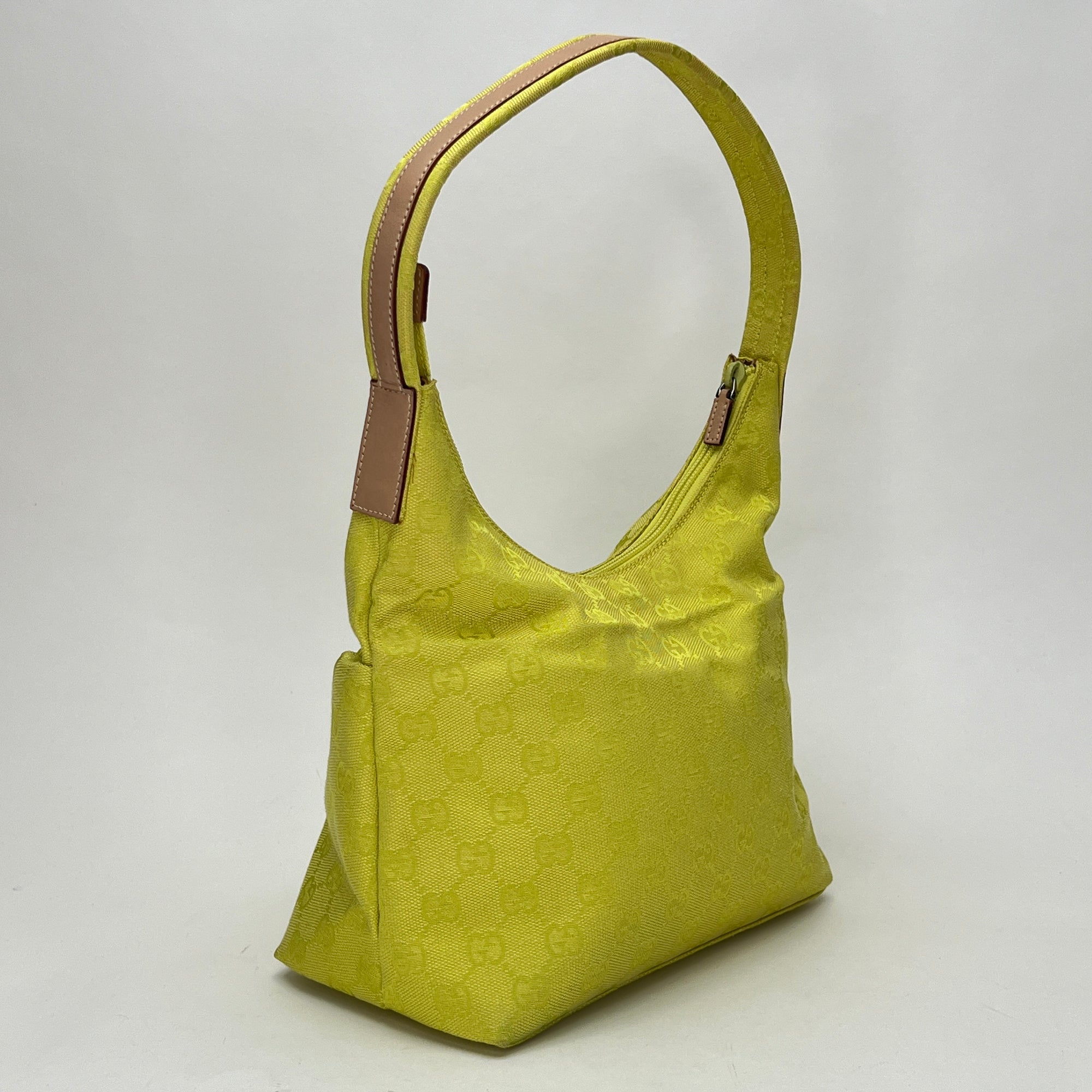 GG Hobo Yellow Shoulder Bag in Jacquard, Silver hardware