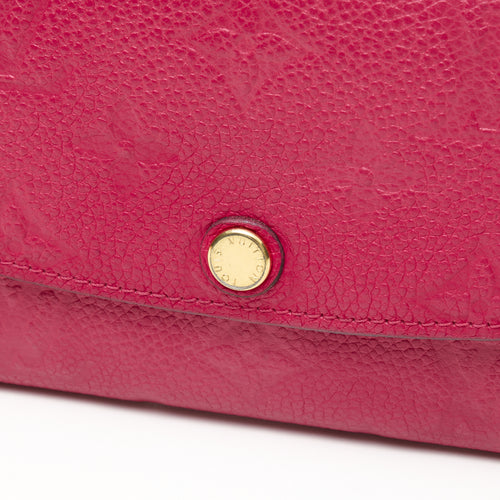 Emilie Long Flap Pink Wallet in Monogram Empreinte Leather, Gold hardware