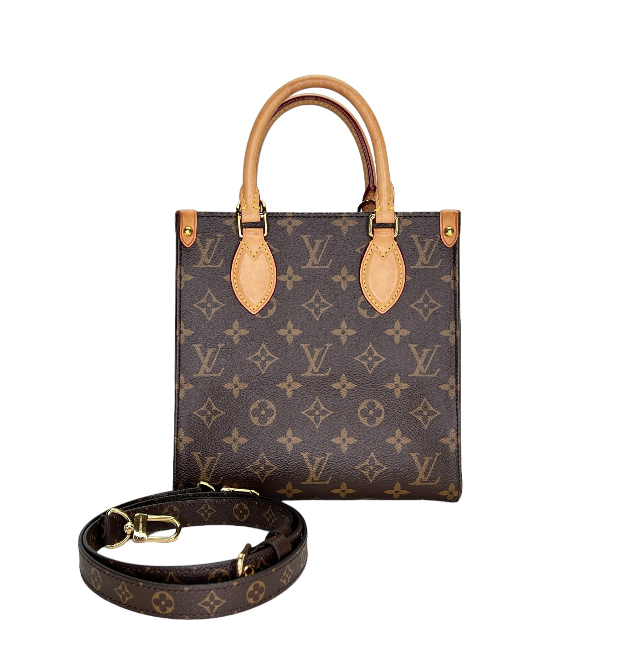 Sac Plat BB Top handle bag in Monogram coated canvas, Gold Hardware