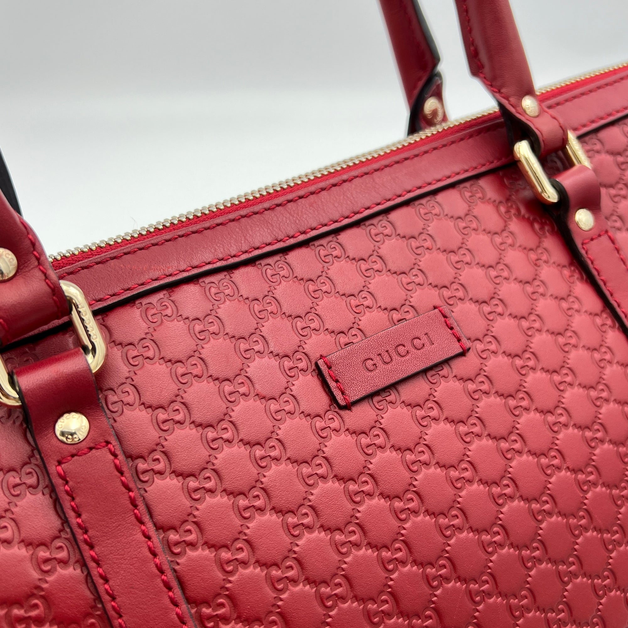 Guccissima Red Top Handle Bag in Calfskin, Gold hardware